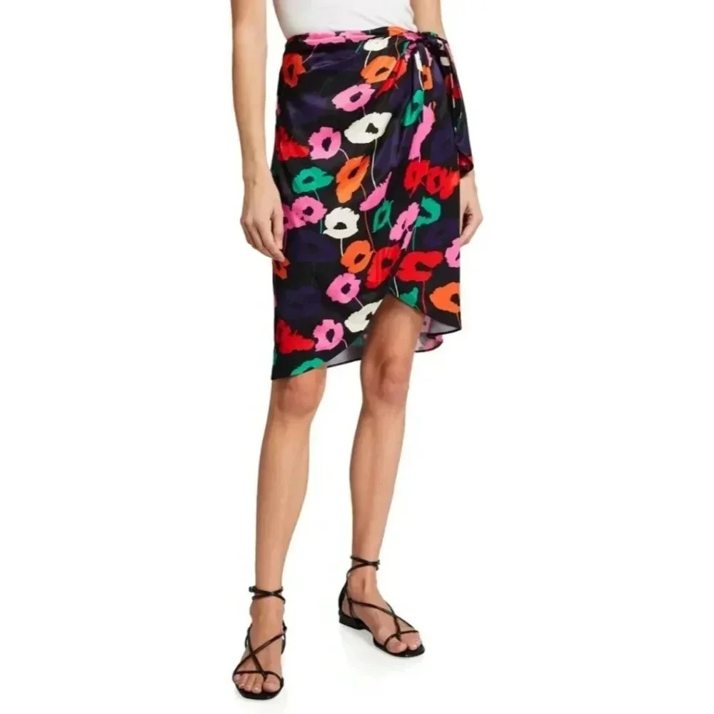 {Milly} Liza Wrap Poppy Print Skirt